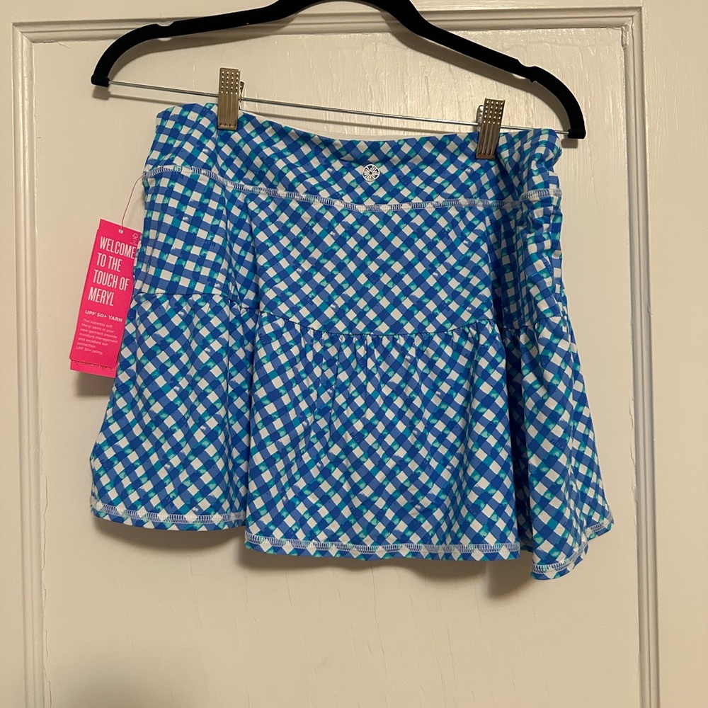 Blue and White Plaid Skirt